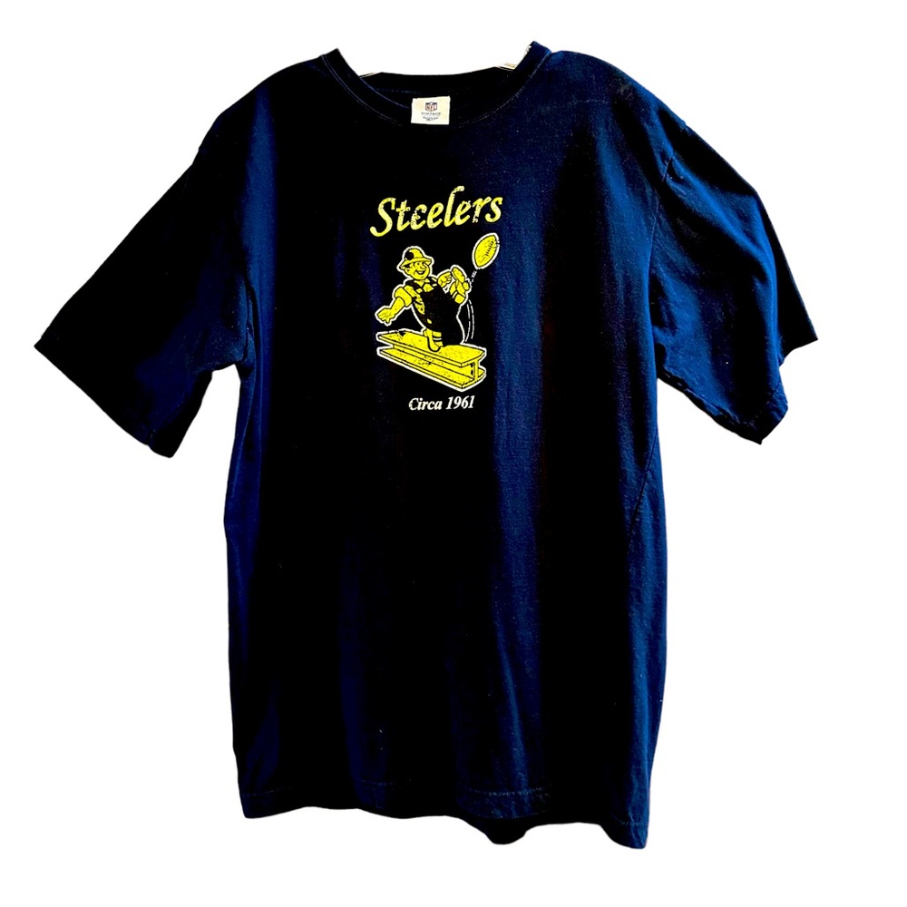 Reebok Vintage Collection NFL Steelers Graphic Black Tee Shirt Size Mens S NWOT